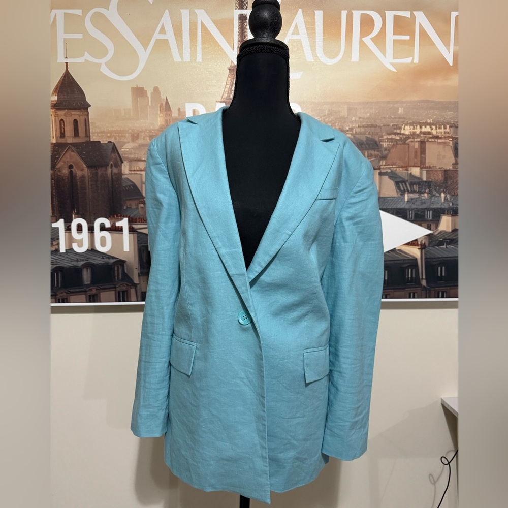 Open Edit blazer and shorts set blue